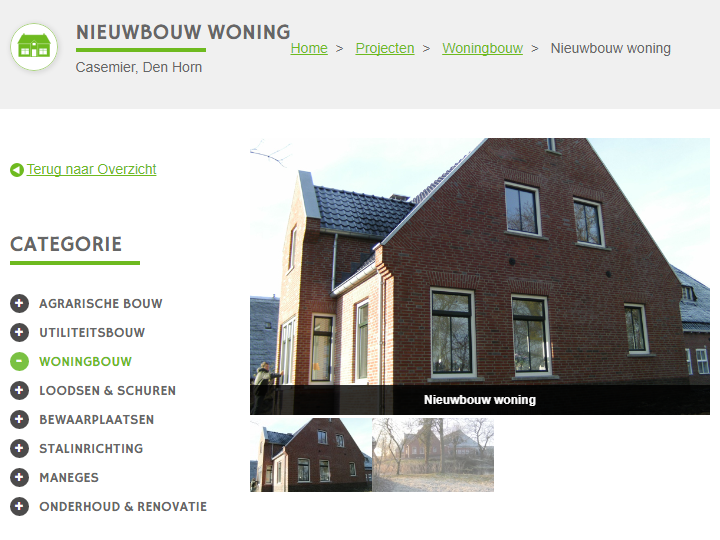 Projectpagina met slideshow