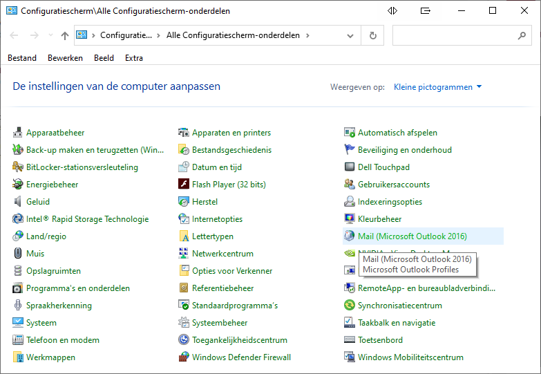 Configuratiescherm Windows 10